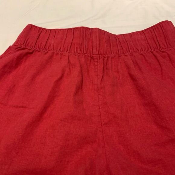 Abercrombie & Fitch Sz S linen blend high rise pleated pullover shorts pockets - Picture 5 of 6